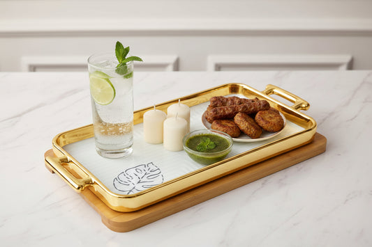 Beautiful Serving Platter With Wooden Tray