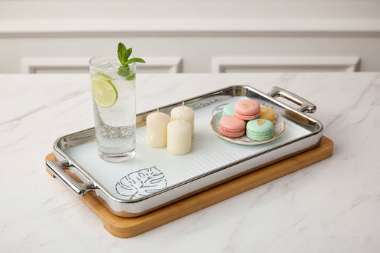 Beautiful Serving Platter With Wooden Tray