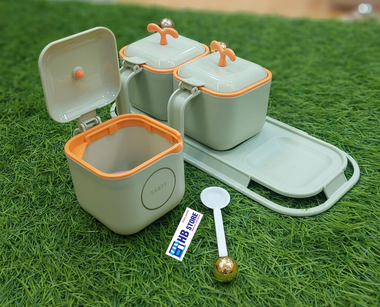 Kitchen Condiment Container Storage Jars with 3 Spoons Canned Lid and Spoon