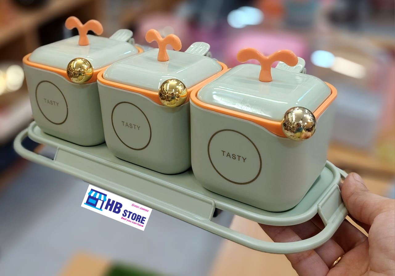 Kitchen Condiment Container Storage Jars with 3 Spoons Canned Lid and Spoon