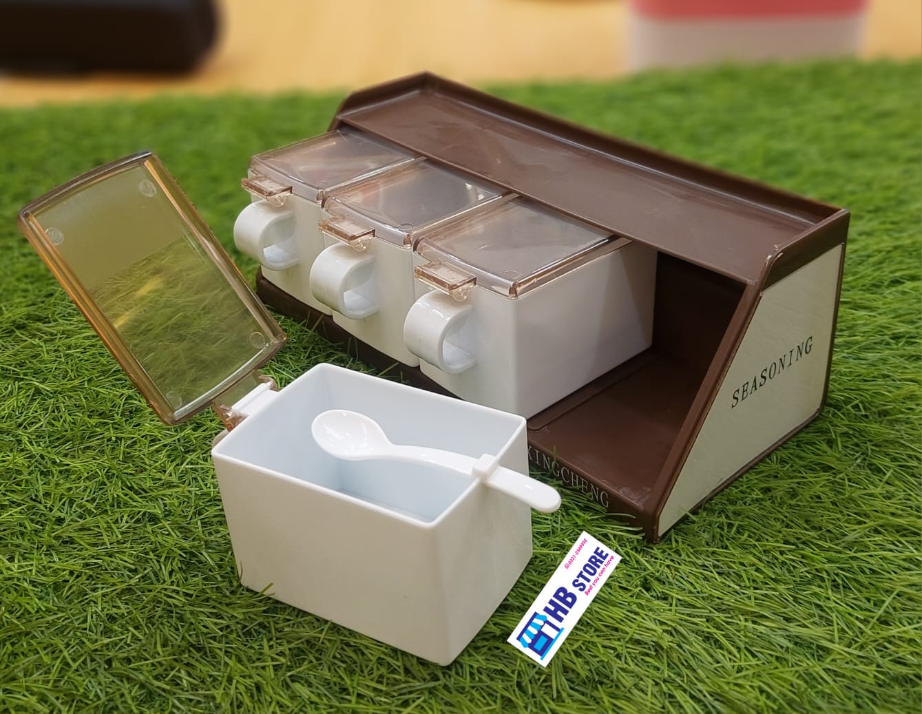 "4-in-1 Wall Spice Box Set – Sleek, Handy & Spoon-Ready!"
