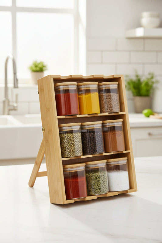 Bamboo Spice Jar 9pcs set