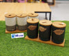 Rustic Ceramic Canister Set with Bamboo Lids and Tray