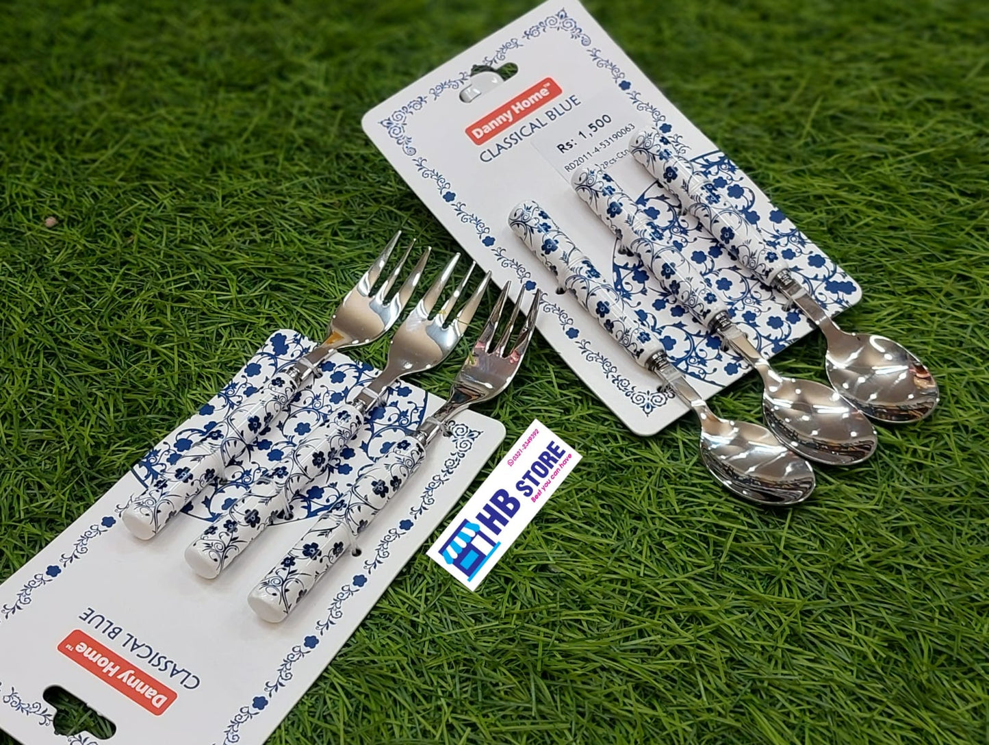 Danny Home "Classical Blue" Dessert Spoon & Fork Set