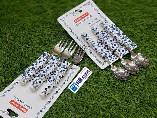 Danny Home "Classical Blue" Dessert Spoon & Fork Set