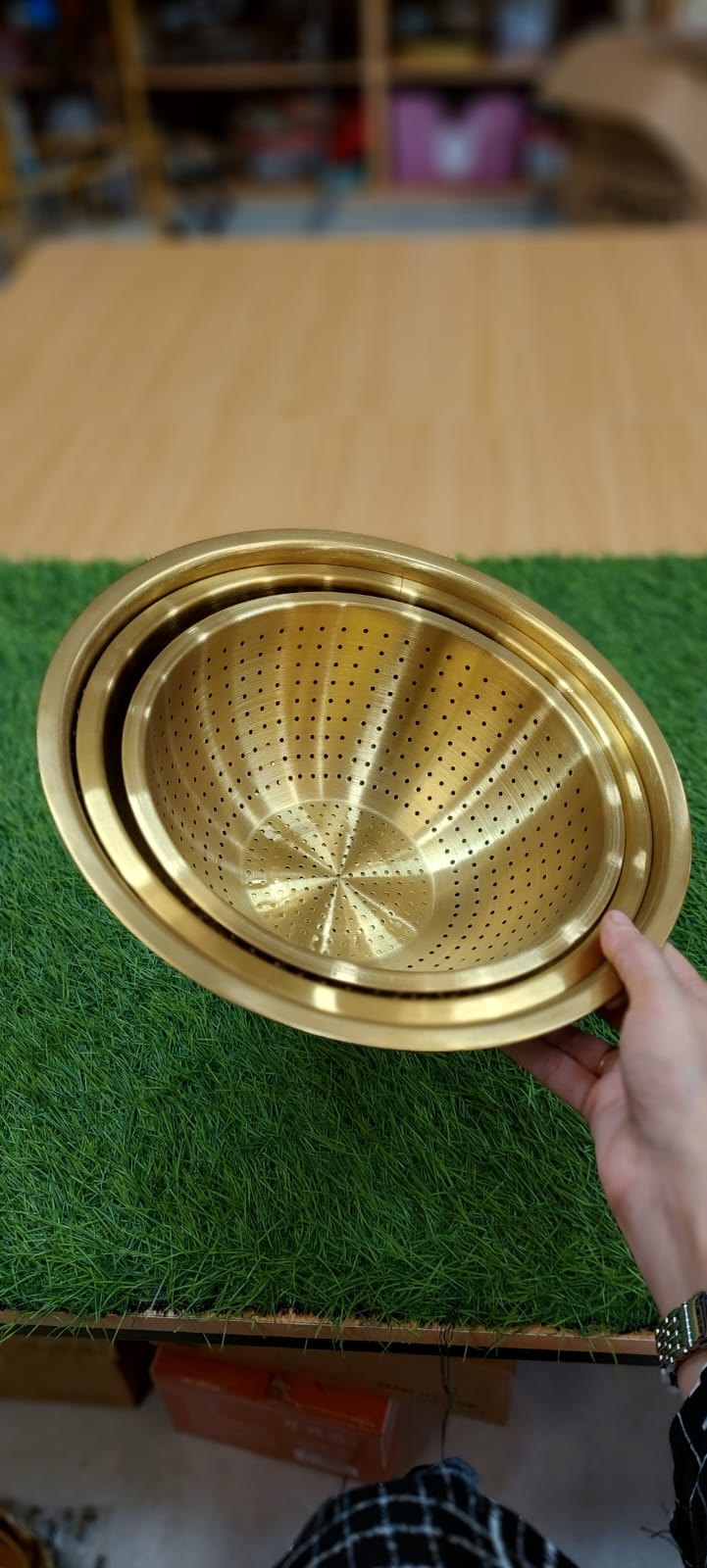 3-Piece Brushed Gold Stainless Steel Colander & Strainer Set