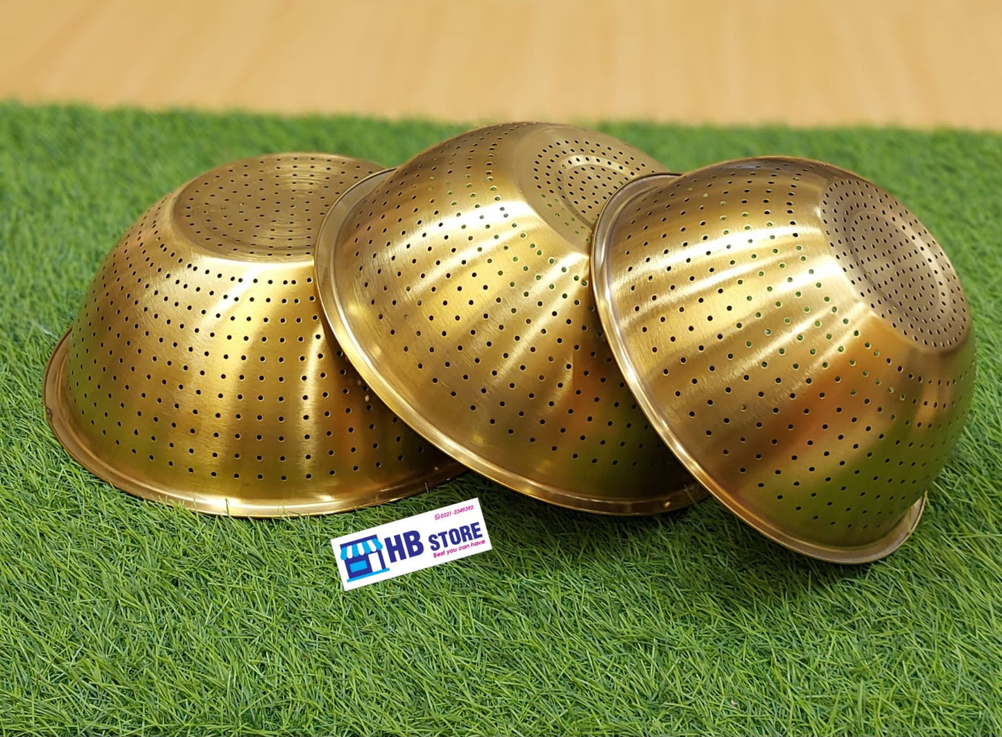 3-Piece Brushed Gold Stainless Steel Colander & Strainer Set