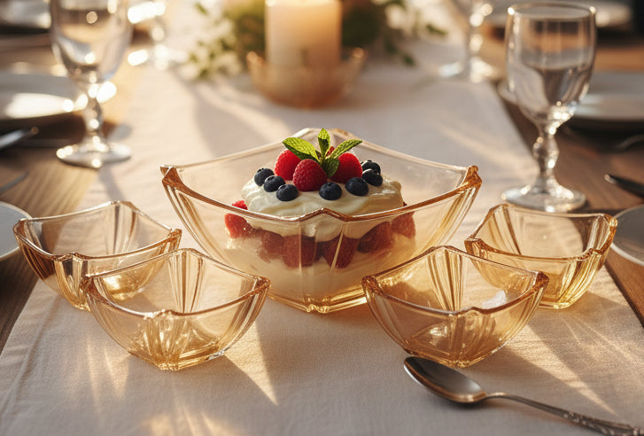 Delisoga 7-Piece Golden Shade Glass Bowl Set