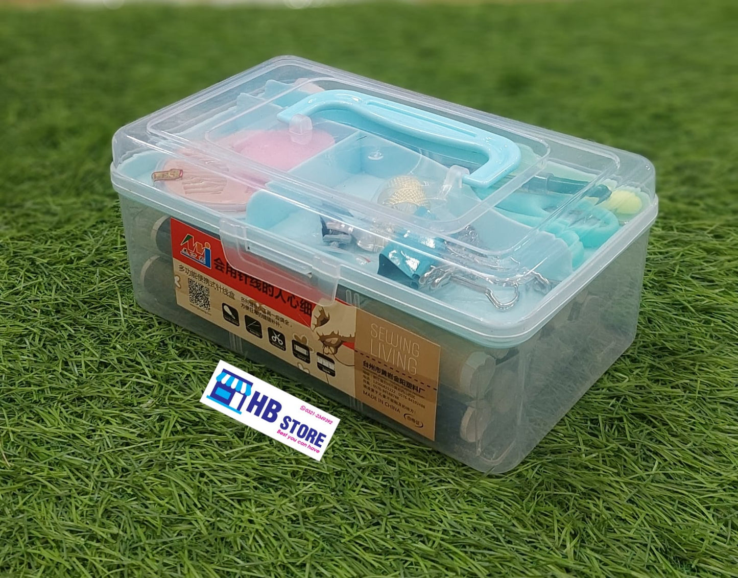 Professional Multi-Layer Sewing Kit with Transparent Storage Box