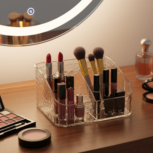 Clear Acrylic Makeup Organizer with Water-Ripple Design