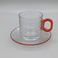 Sky Blossom Aesthetic Ribbed Glass Tea Set – 12 Pcs