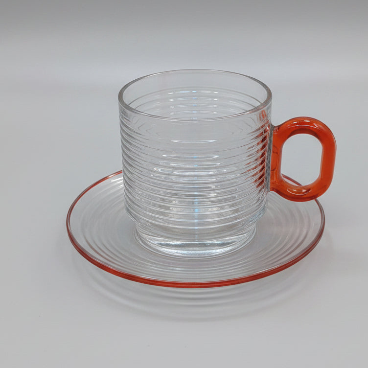 Sky Blossom Aesthetic Ribbed Glass Tea Set – 12 Pcs