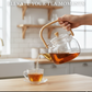 Elegant Glass Teapot with Natural Wood Handle and Infuser
