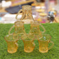Vintage Amber Glass Cup Set.