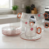 Sky Blossom Aesthetic Ribbed Glass Tea Set – 12 Pcs