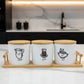 3-Piece Arabic Coffee Tea Sugar Ceramic Canister Set with Wooden Tray