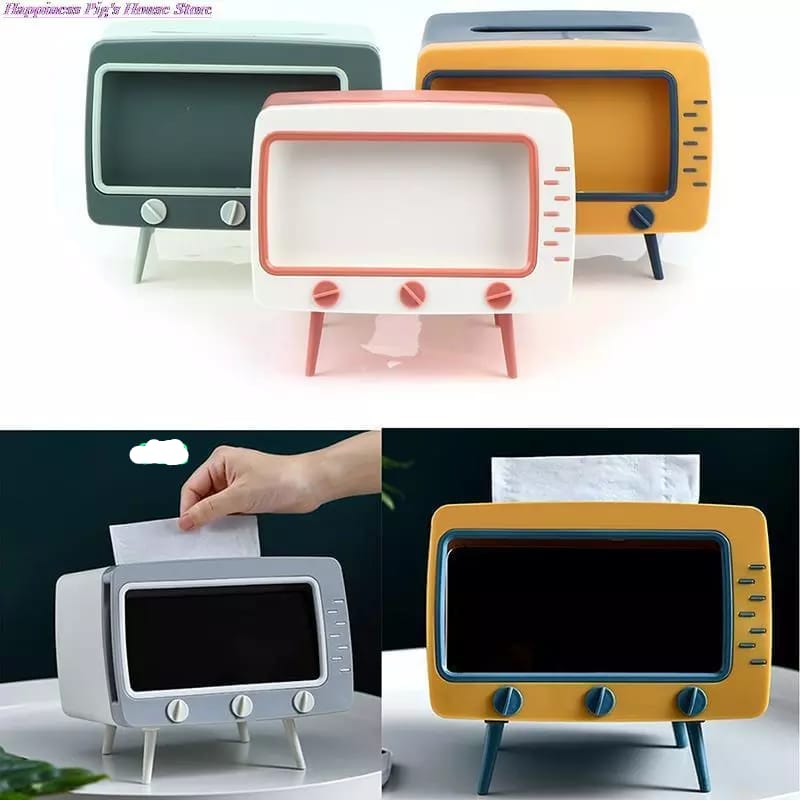 TV Tissue Box Desktop Paper Holder Dispenser