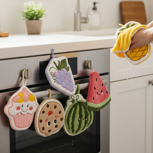 absorbent Hanging Cartoon Coral Fleece Hand Towels & Dishcloths.