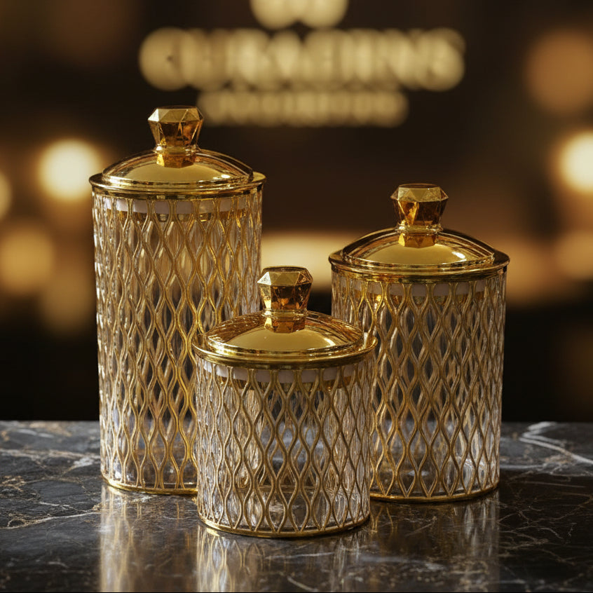 Aura Gold Trim Luxury Canister Set