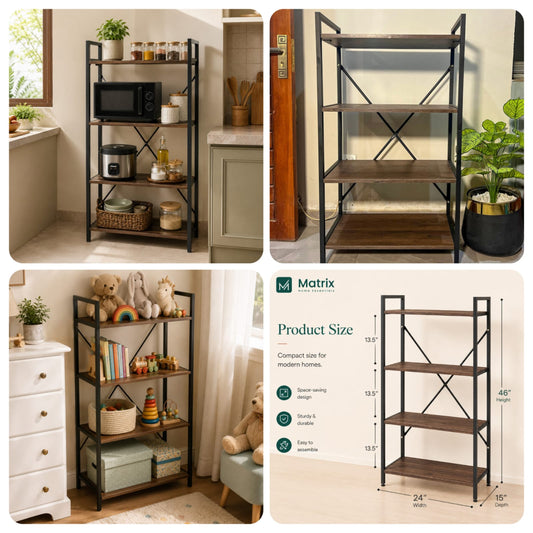 4-Tier Industrial Kitchen Utility Cart with Wheels