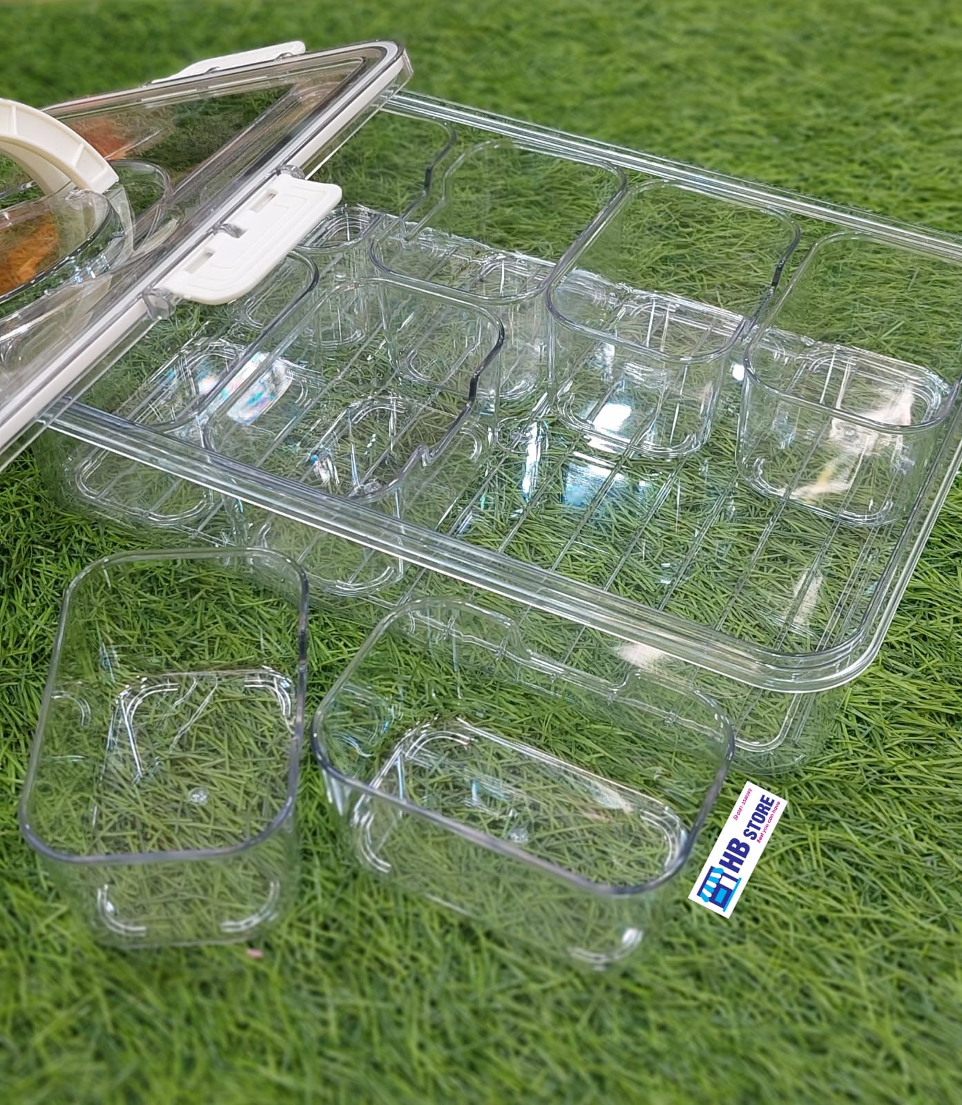 Multi-Compartment Acrylic Storage Box with Handle