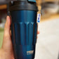 Tyeso Coffee Mug 500ml  304 Stainless Steel Double Layer Direct Drinking Insulated Thermos Flask