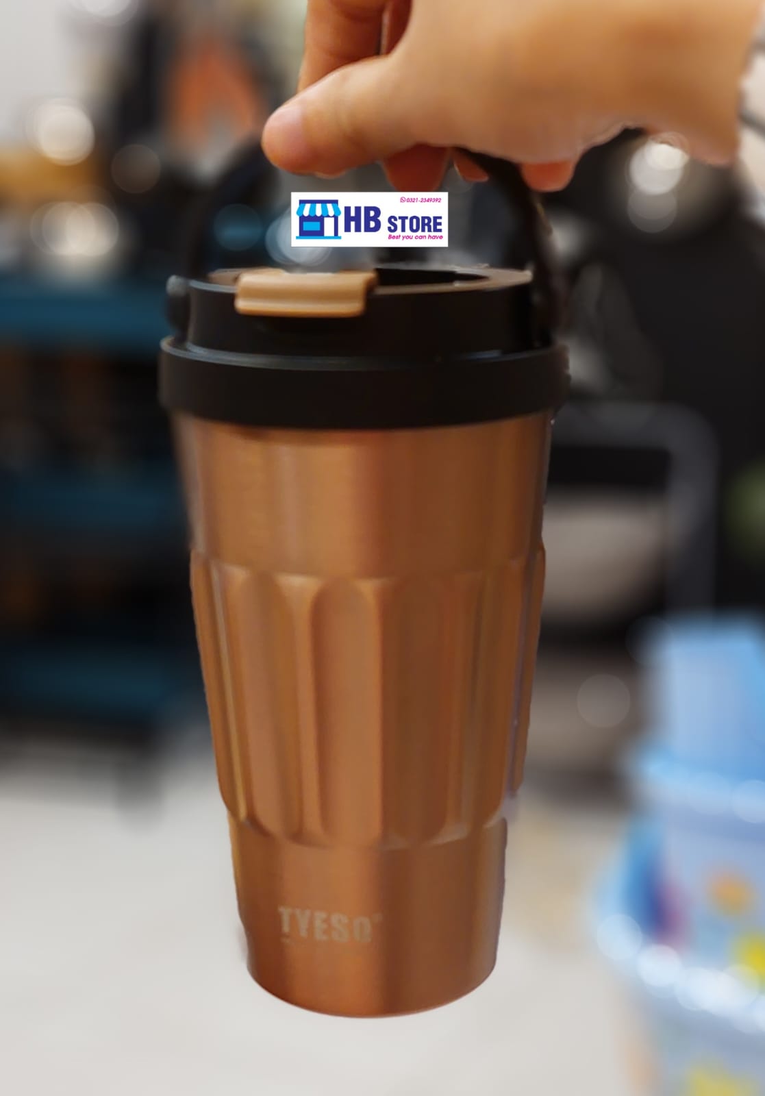 Tyeso Coffee Mug 500ml  304 Stainless Steel Double Layer Direct Drinking Insulated Thermos Flask