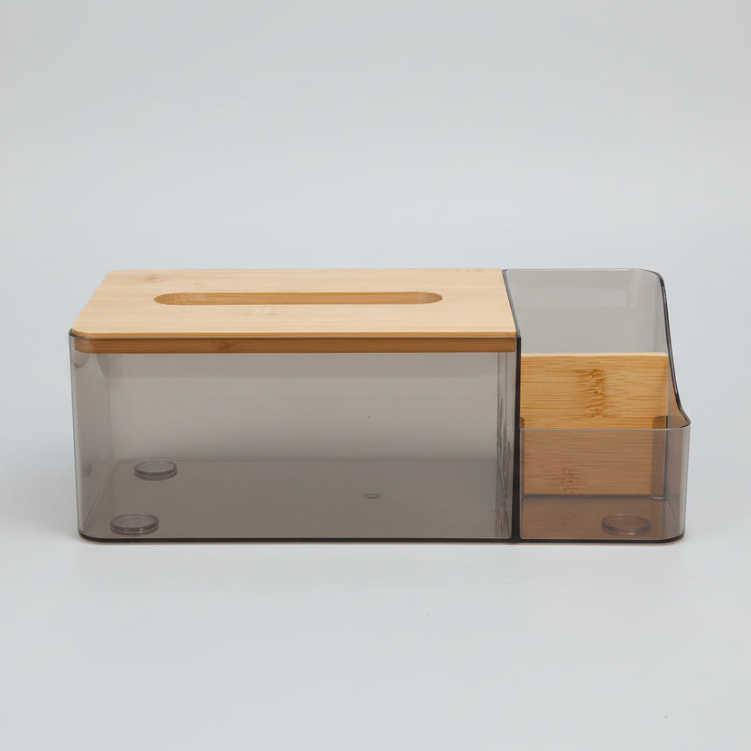 Nordic Style Bamboo & Smoke Gray Acrylic Tissue Dispenser