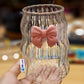 Whimsical Wavy Glass Tumbler with 3D Bow Accent