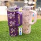 Floral & Bow Insulated Travel Tumbler with Handle