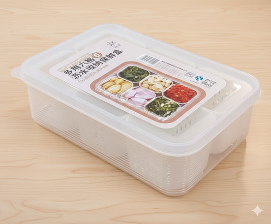 6-Compartment Multi-Purpose Food Storage & Drain Box