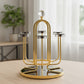 Modern Arched Gold Glassware Display Stand with Crystal Finial