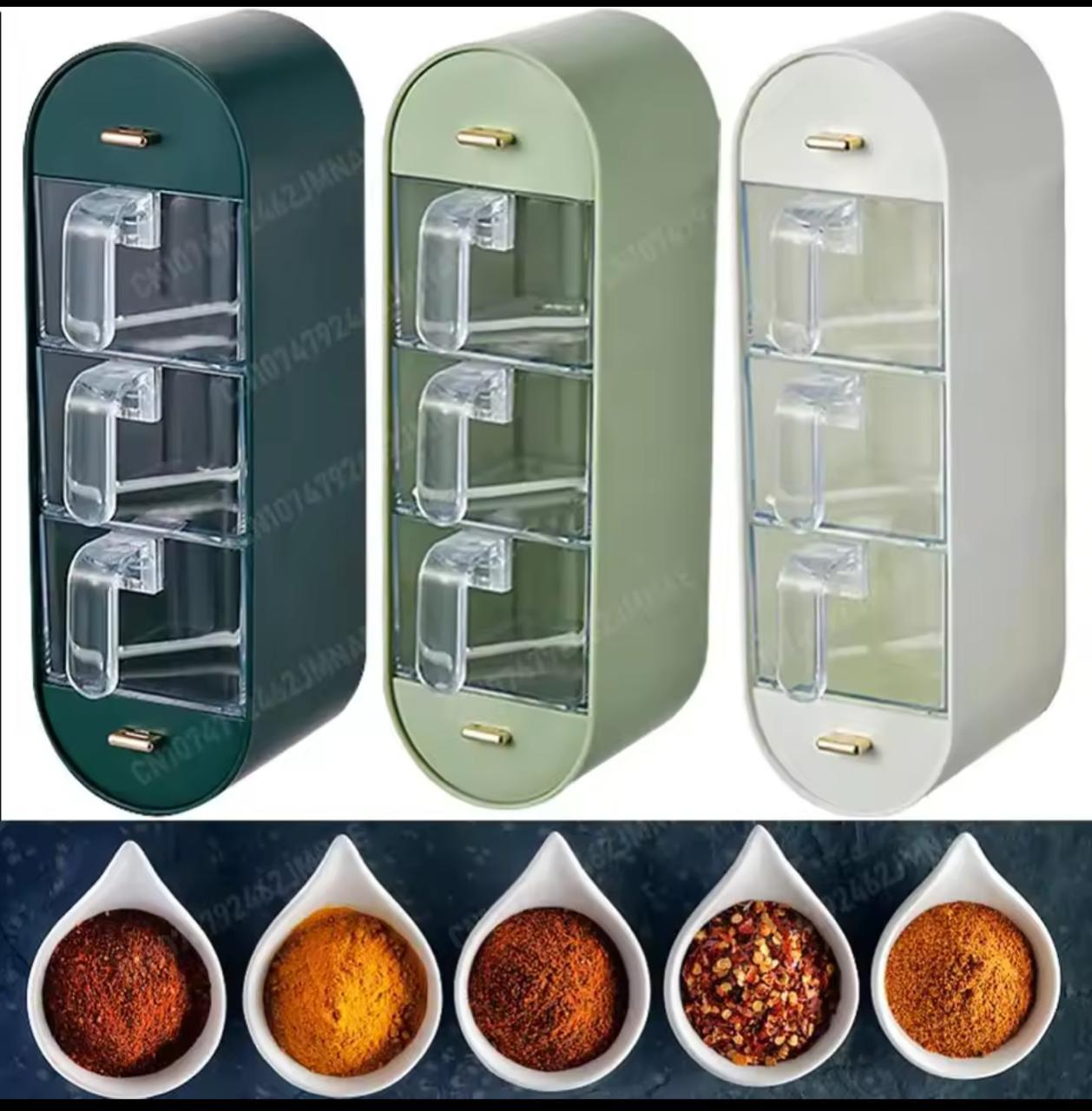Wall Mounted Condiment Box with 5 Compartments and Handles Spice Box for Kitchen