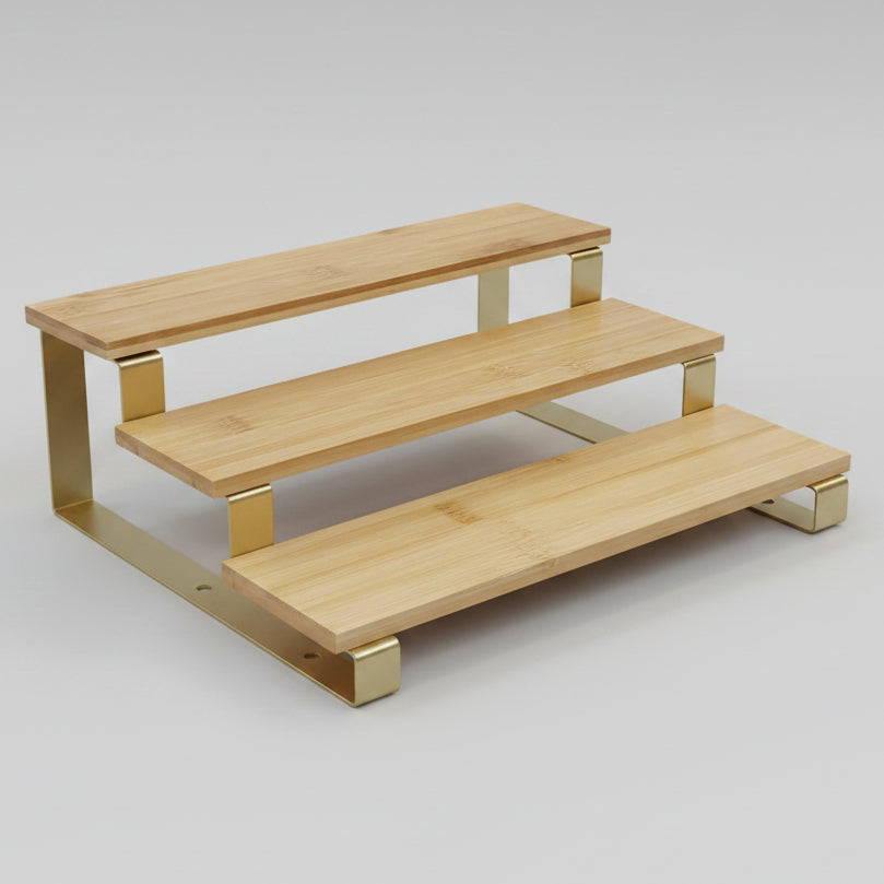 3-Step Bamboo Display Shelf for Kitchen and Bathroom