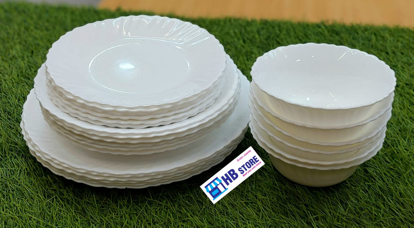 24-Piece White Marble Dinner Set – Timeless Elegance for Every Table