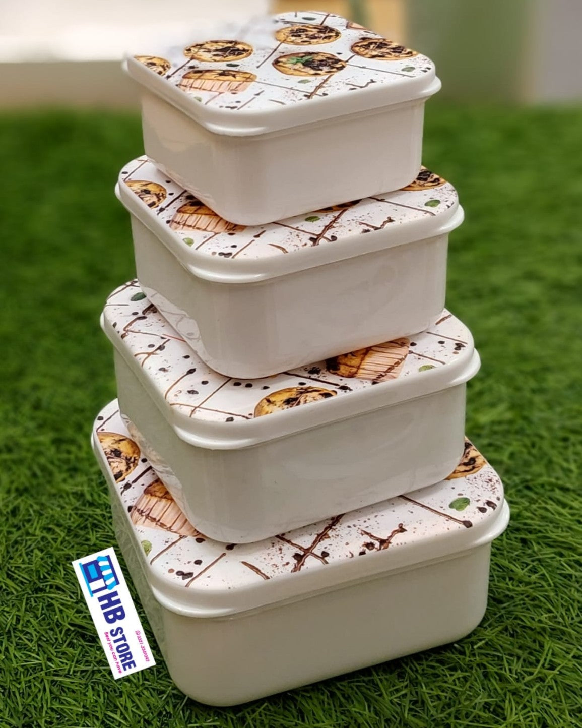 4-Piece Square Plastic Food Storage Container