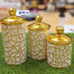 Luxury White and Gold Geo Storage Jars (Set of 3)