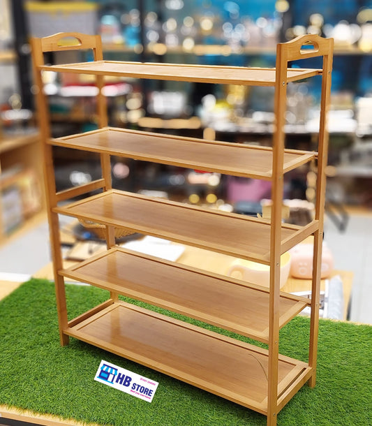 Multi-Tier Natural Wood Bamboo Shoe Rack & Storage Shelf