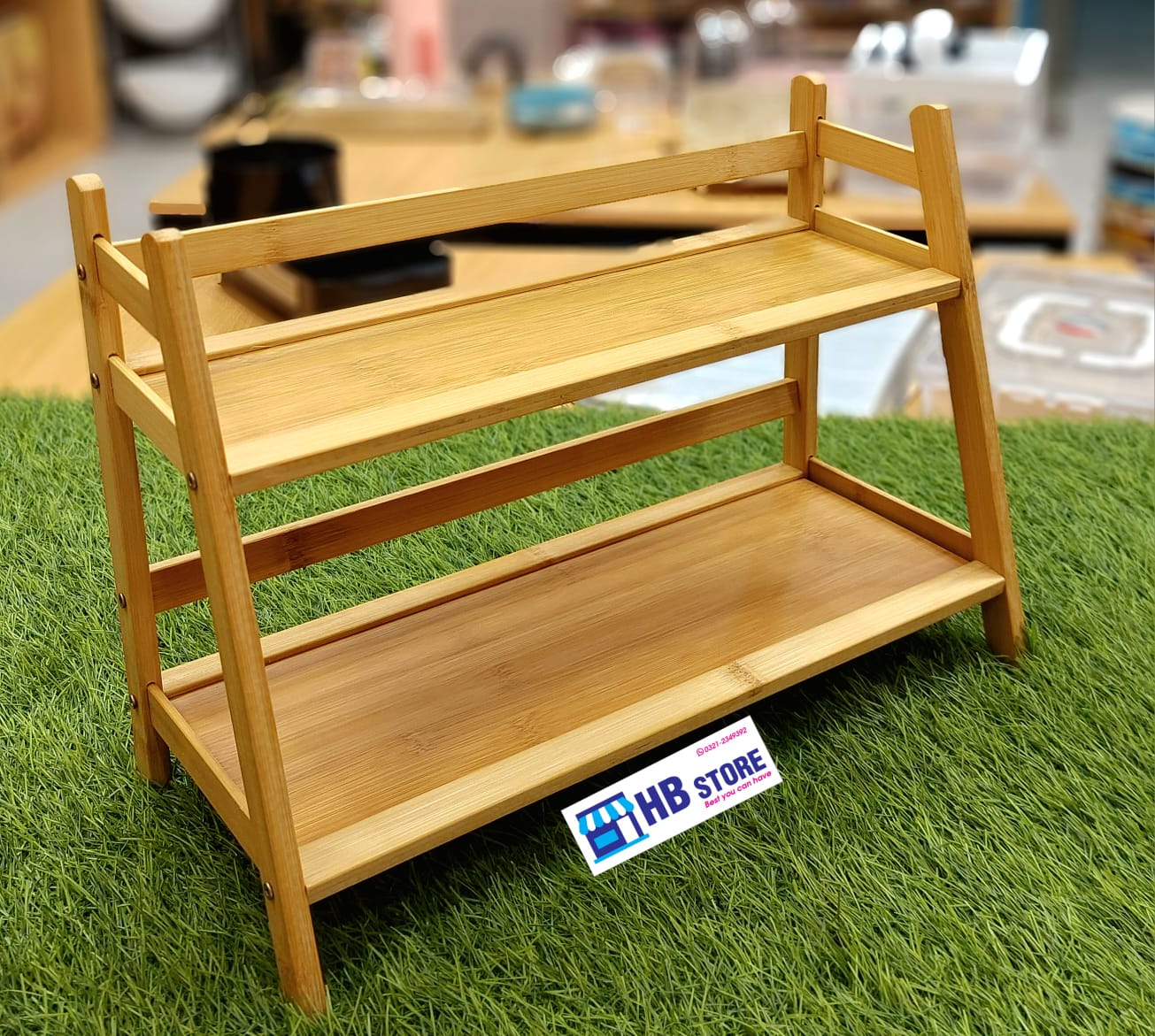 Sustainable Bamboo 2-Tier A-Frame Shelf / Multi-Purpose Storage Rack