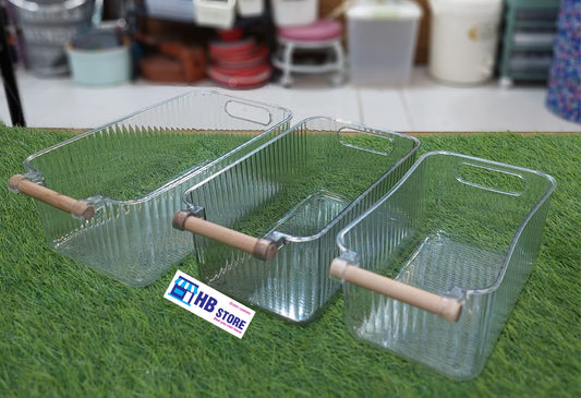 Fluted Storage Bin with Bamboo Handle