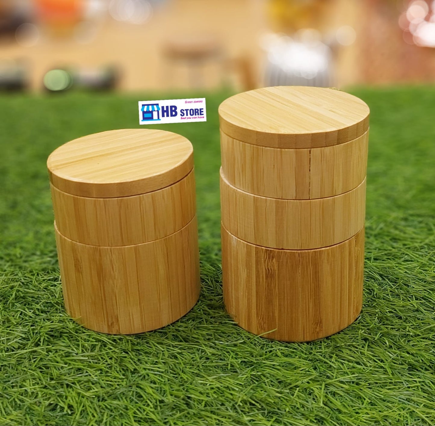Multi-Tier Bamboo Jar – Spice, Sugar & Salt Organizer.