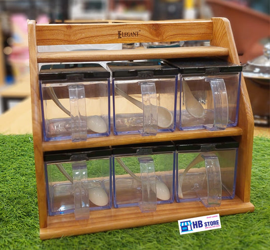 Elegant 6 Wood kitchen spice stand