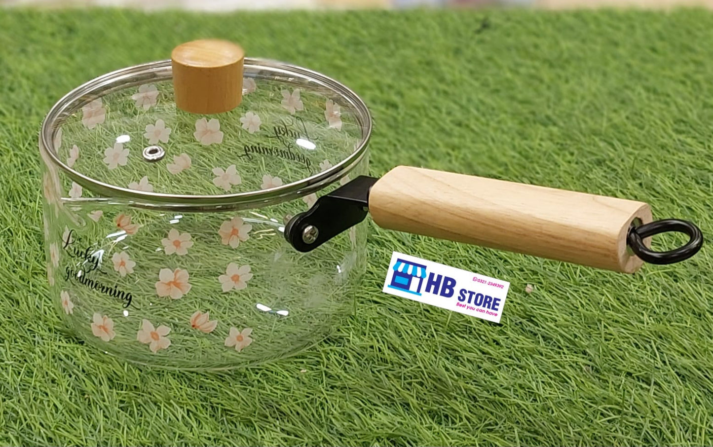Chic Floral Pattern Glass Saucepan