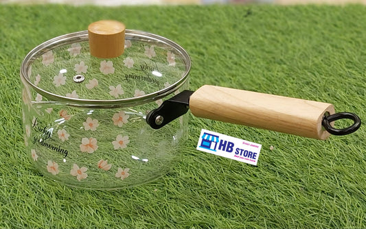 Chic Floral Pattern Glass Saucepan