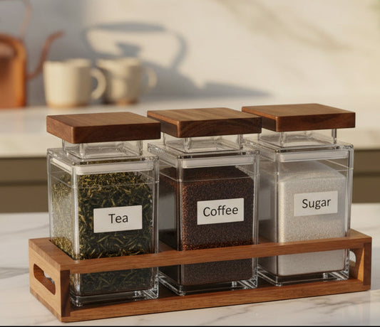 Modern Clear Acrylic Spice and Seasoning Canister Set