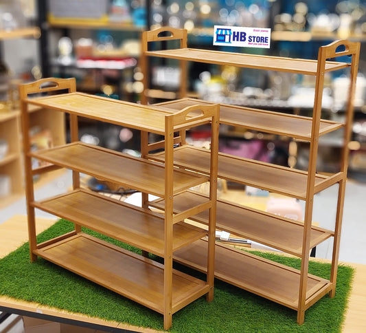 Multi-Tier Natural Wood Bamboo Shoe Rack & Storage Shelf