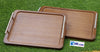 Set of 2 Modern Wooden Serving Trays with Metal Handles