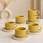 Danny Home Patterned Ceramic Cup and Saucer Set – 6 Pieces