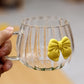 Adorable Fluted Glass Mug with Colorful Bow Accent