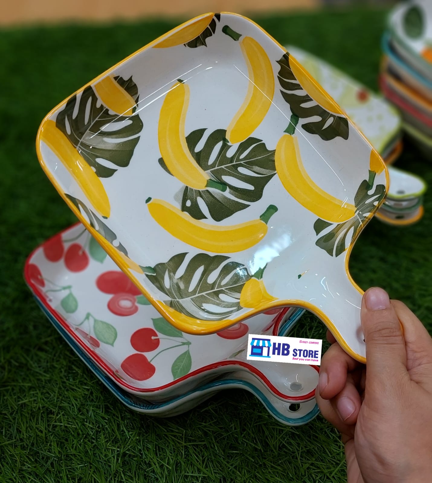 Nordic Style Ceramic Serving Platter with Handle